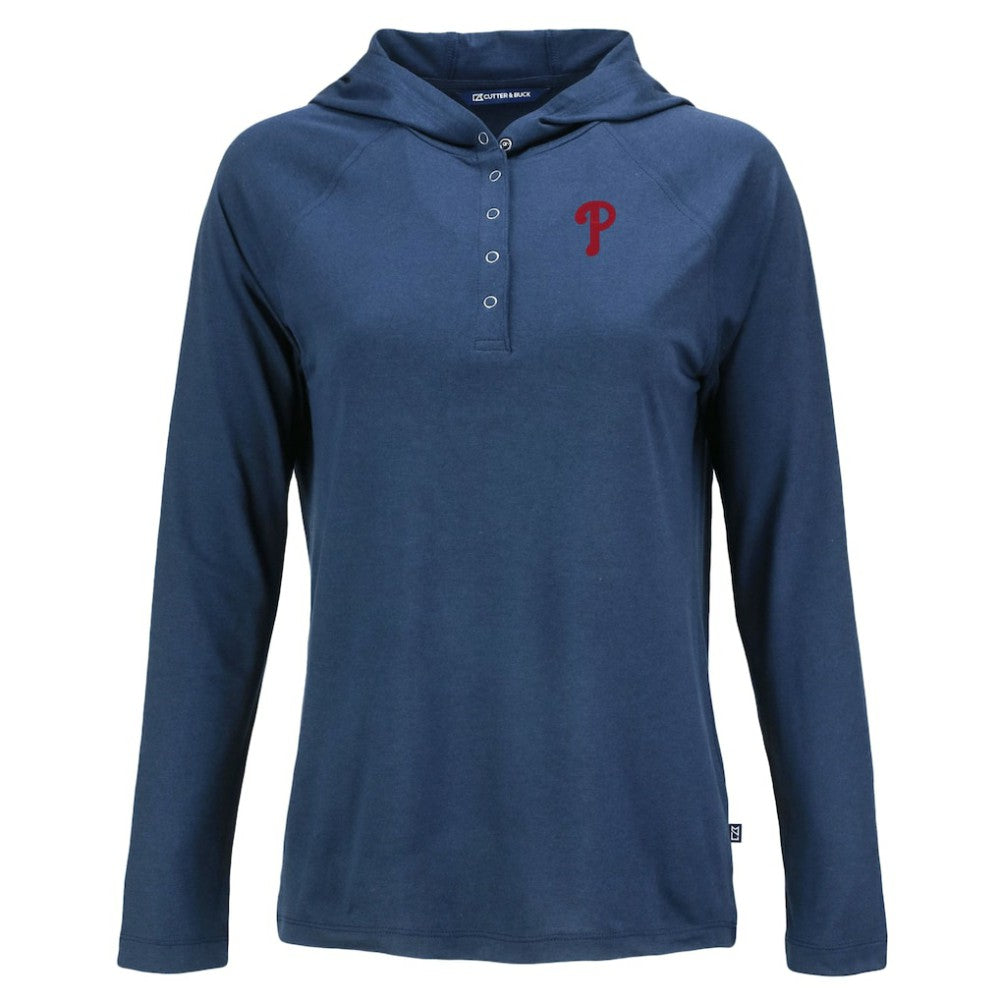 Philadelphia Phillies Cutter & Buck Women's  Coastline Epic Comfort Eco Recycled Hoodie Raglan Long Sleeve T-Shirt - MLB Hoodies