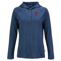 Philadelphia Phillies Cutter & Buck Women's  Coastline Epic Comfort Eco Recycled Hoodie Raglan Long Sleeve T-Shirt - MLB Hoodies