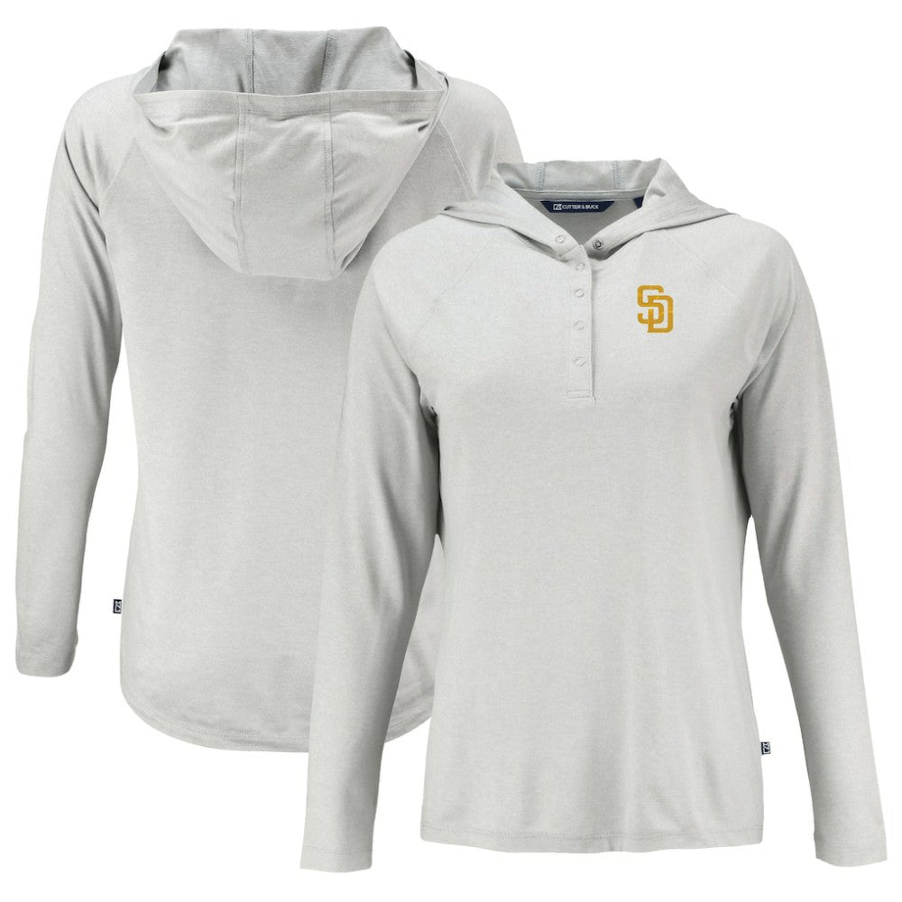 San Diego Padres Cutter & Buck Women's  Coastline Epic Comfort Eco Recycled Hoodie Raglan Long Sleeve T-Shirt - MLB Hoodies