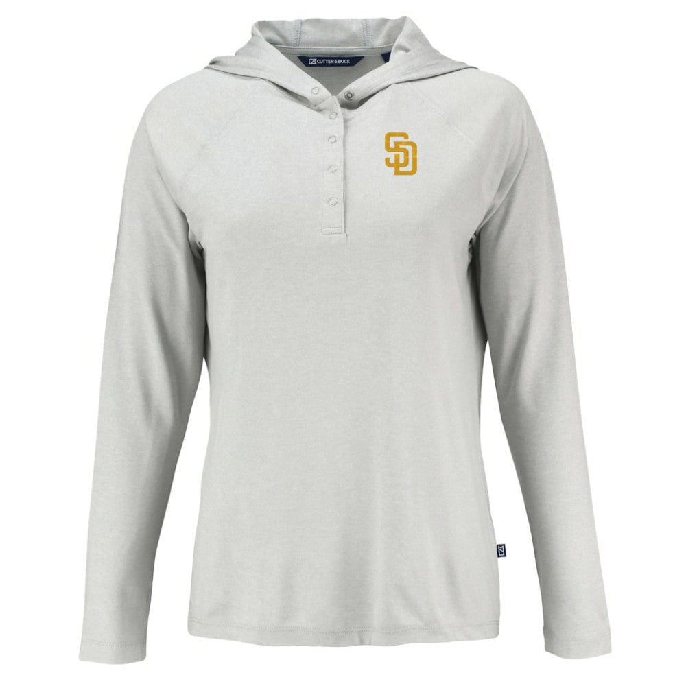 San Diego Padres Cutter & Buck Women's  Coastline Epic Comfort Eco Recycled Hoodie Raglan Long Sleeve T-Shirt - MLB Hoodies