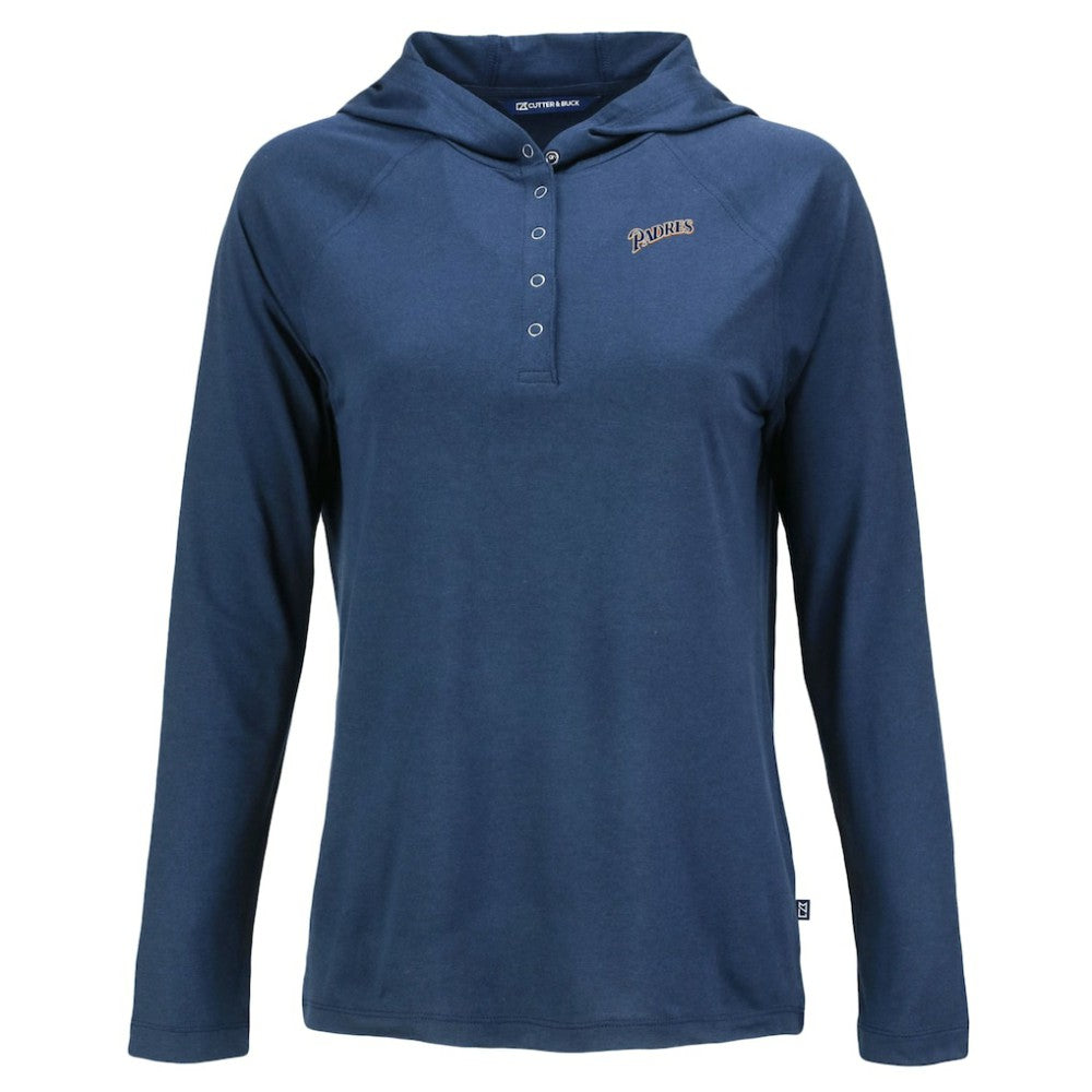 San Diego Padres Cutter & Buck Women's Cooperstown Collection Coastline Epic Comfort Eco Recycled Hoodie Raglan Long Sleeve T-Shirt - MLB Hoodies