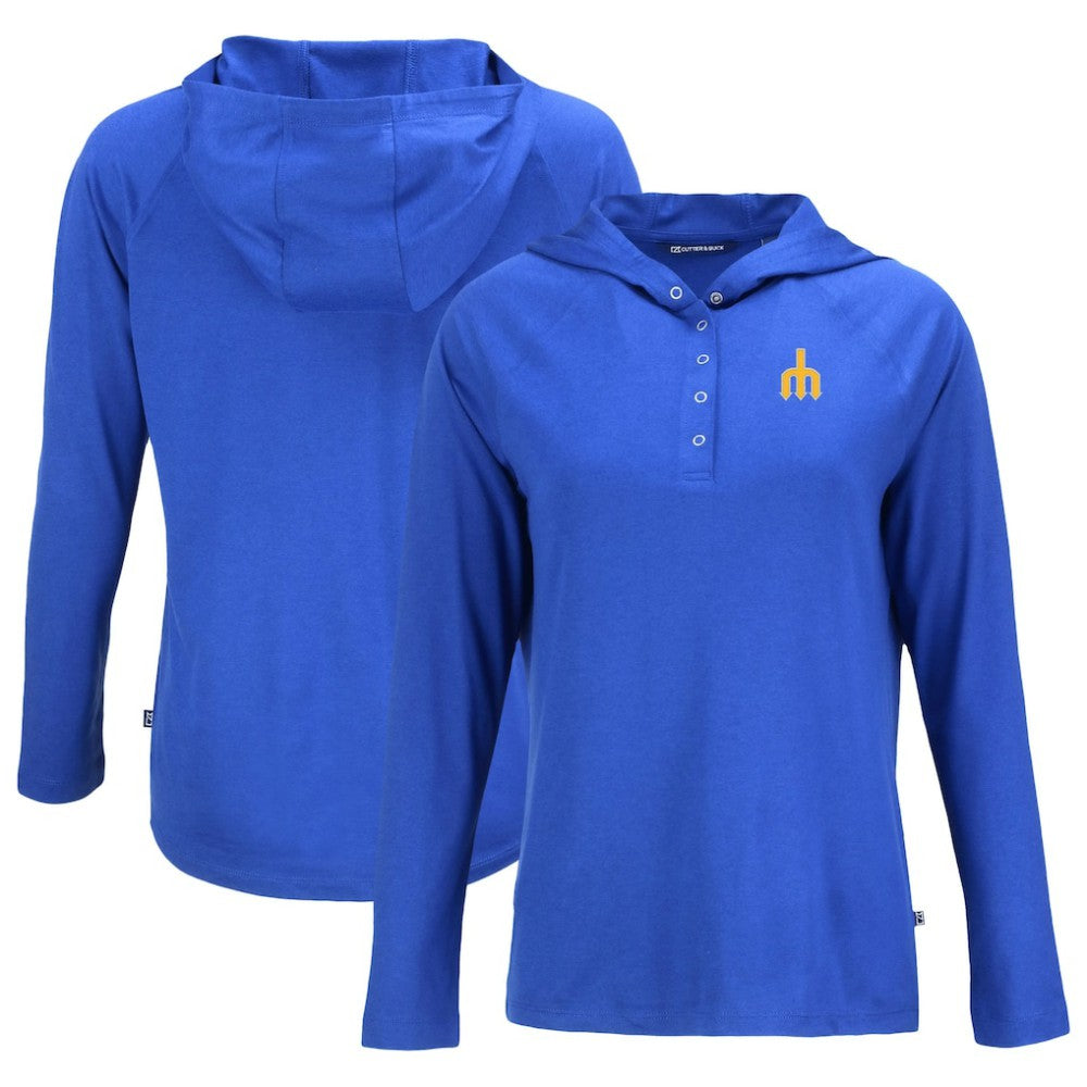 Seattle Mariners Cutter & Buck Women's Cooperstown Collection Coastline Epic Comfort Eco Recycled Hoodie Raglan Long Sleeve T-Shirt - MLB Hoodies