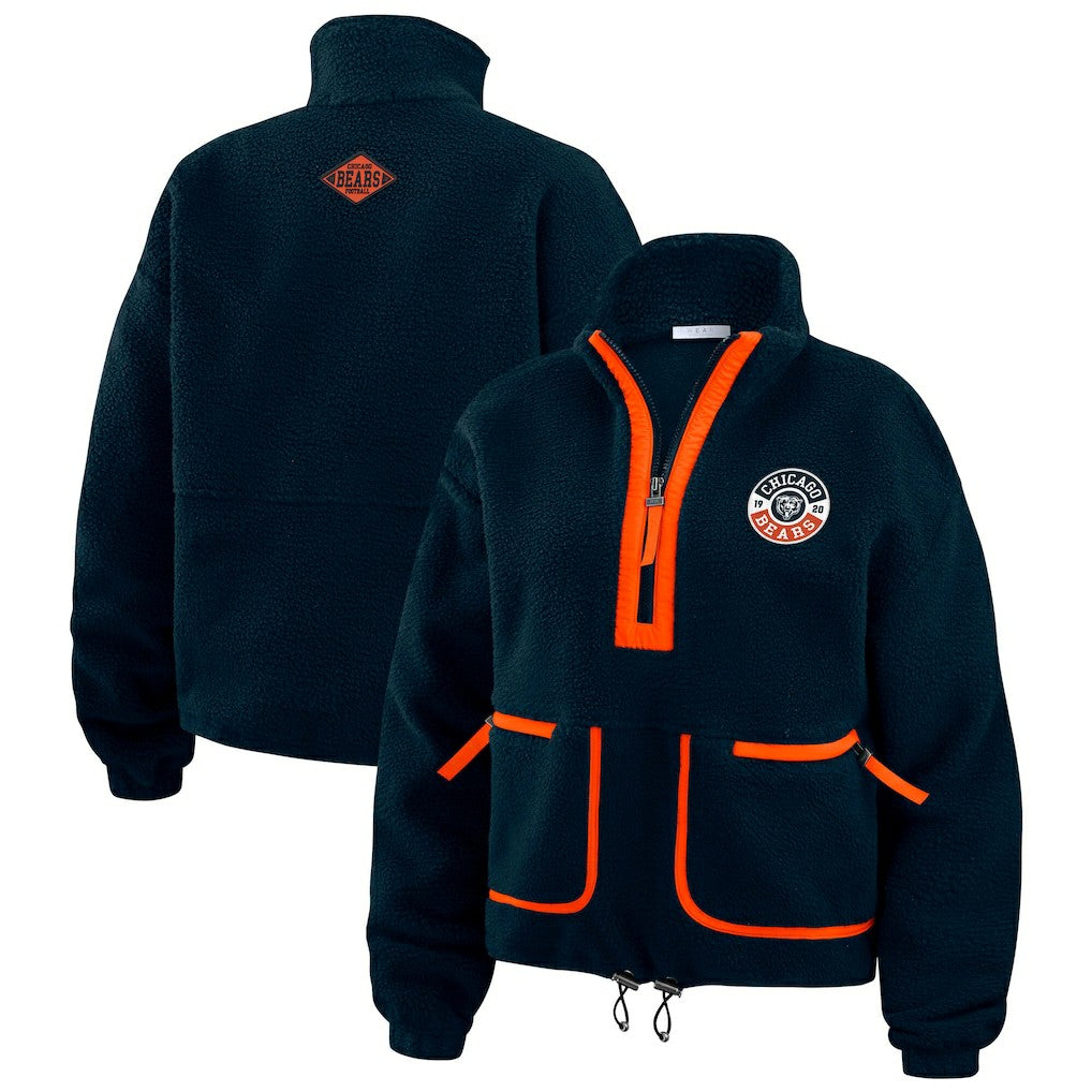 Chicago Bears WEAR by Erin Andrews Women's Polar Fleece Half-Zip Jacket | NFL Outlet