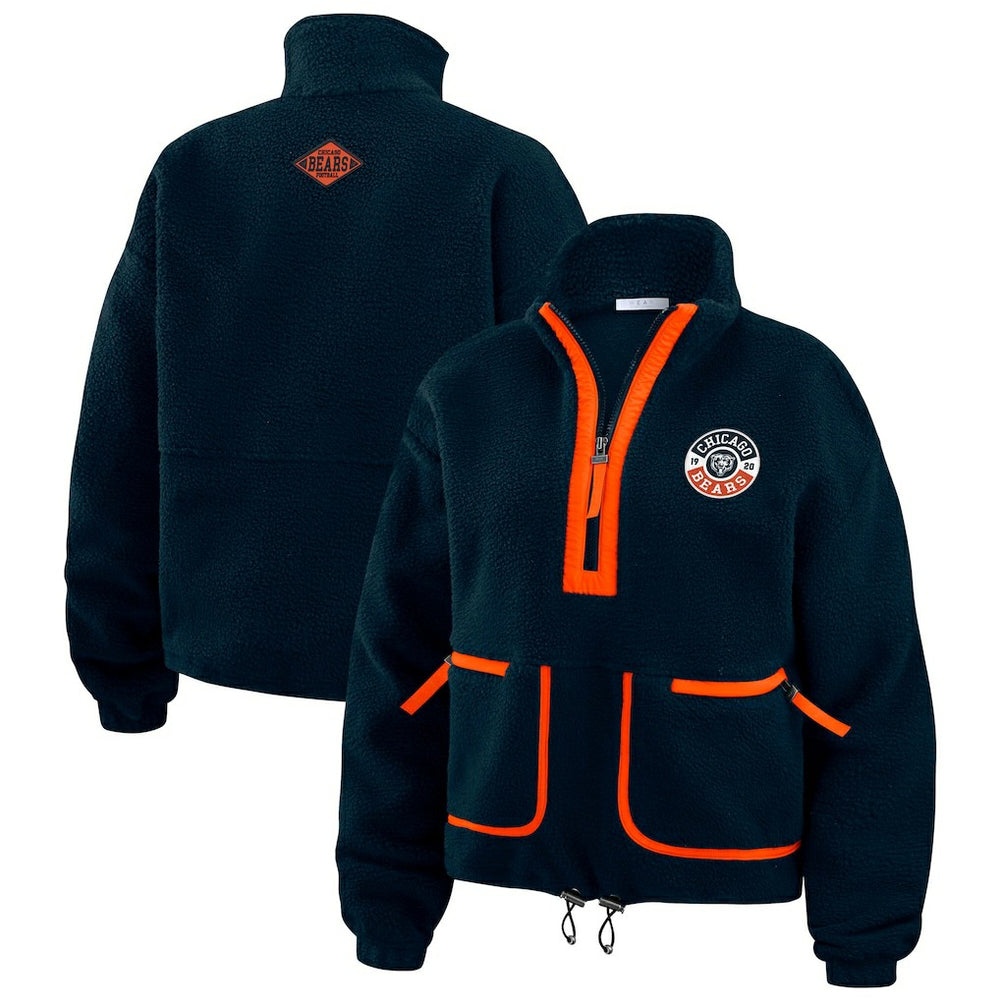 Chicago Bears WEAR by Erin Andrews Women's Polar Fleece Half-Zip Jacket | NFL Outlet