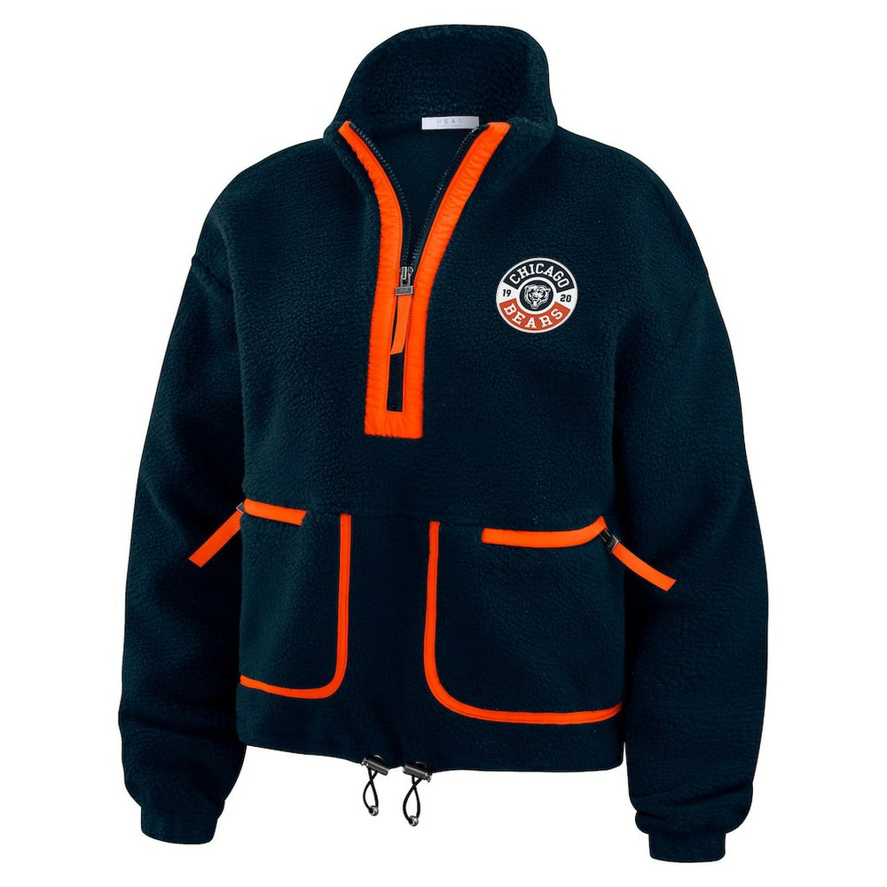 Chicago Bears WEAR by Erin Andrews Women's Polar Fleece Half-Zip Jacket | NFL Outlet