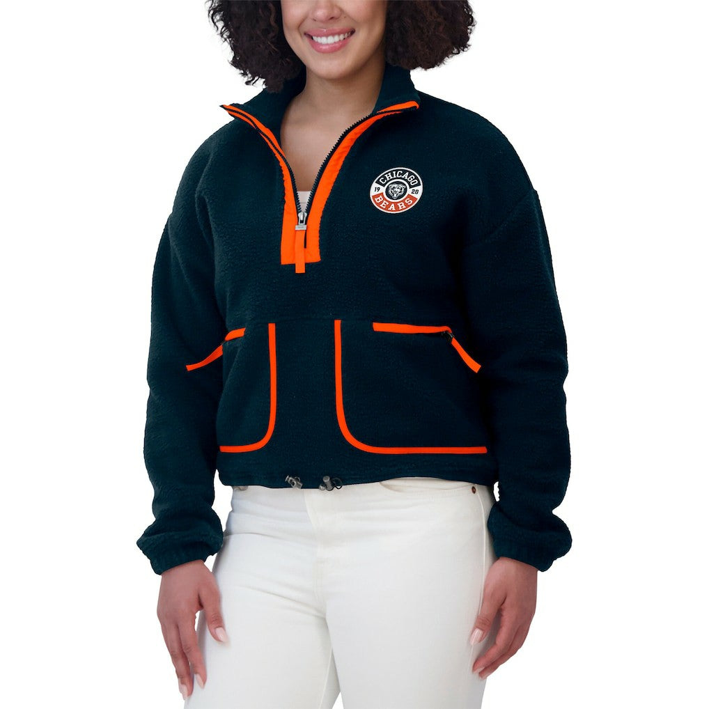 Chicago Bears WEAR by Erin Andrews Women's Polar Fleece Half-Zip Jacket | NFL Outlet