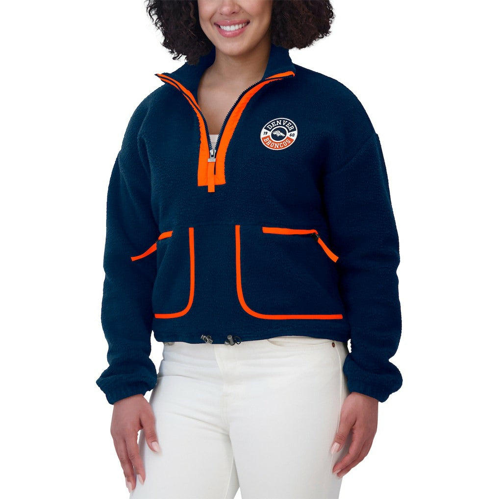 Denver Broncos WEAR by Erin Andrews Women's Polar Fleece Half-Zip Jacket | NFL Sale