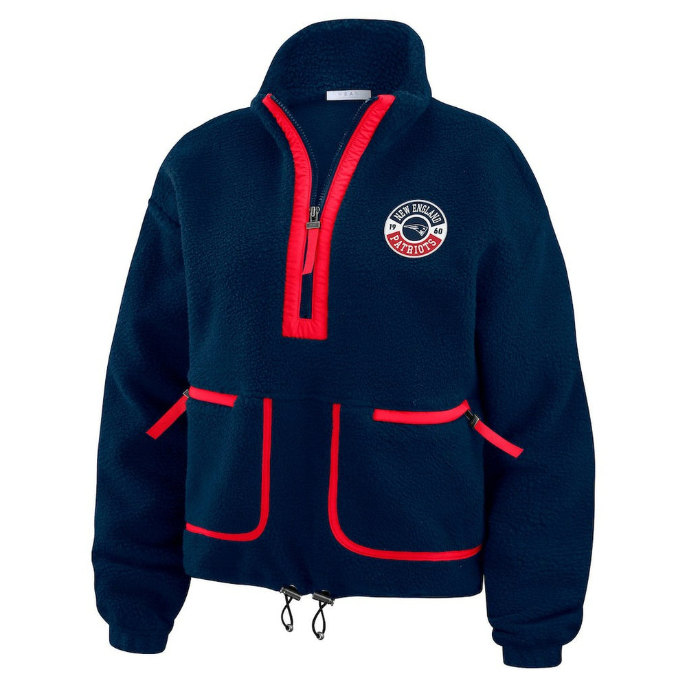 New England Patriots WEAR by Erin Andrews Women's Polar Fleece Half-Zip Jacket | NFL Outlet