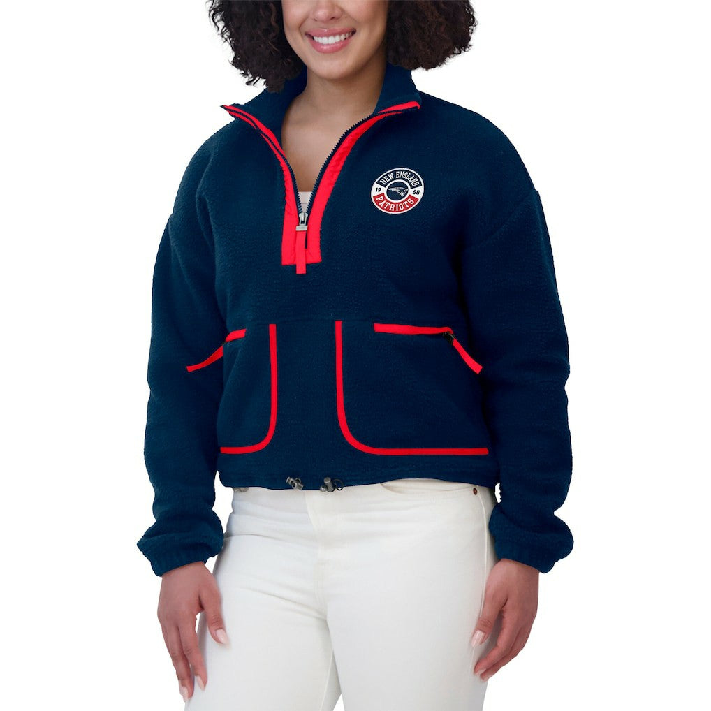 New England Patriots WEAR by Erin Andrews Women's Polar Fleece Half-Zip Jacket | NFL Outlet