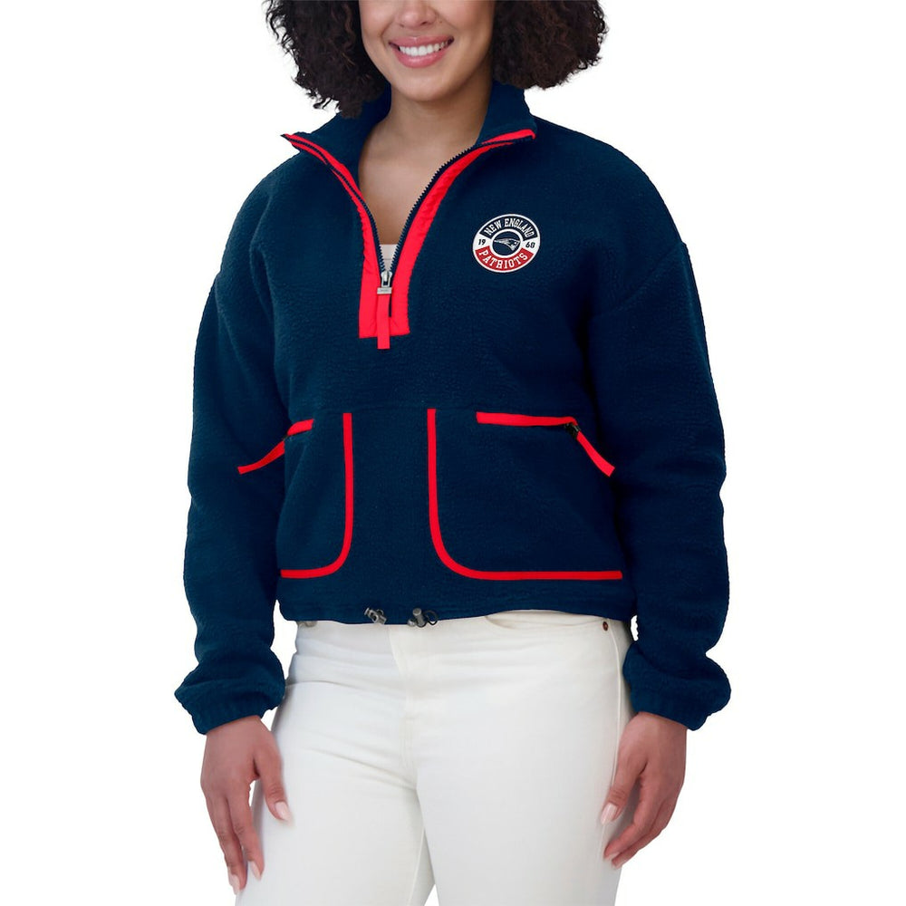 New England Patriots WEAR by Erin Andrews Women's Polar Fleece Half-Zip Jacket | NFL Outlet