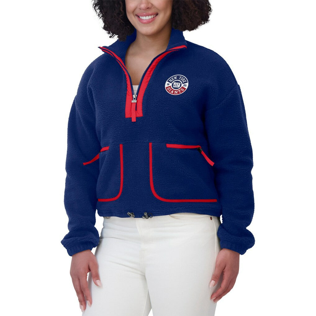 New York Giants WEAR by Erin Andrews Women's Polar Fleece Half-Zip Jacket | NFL Hot