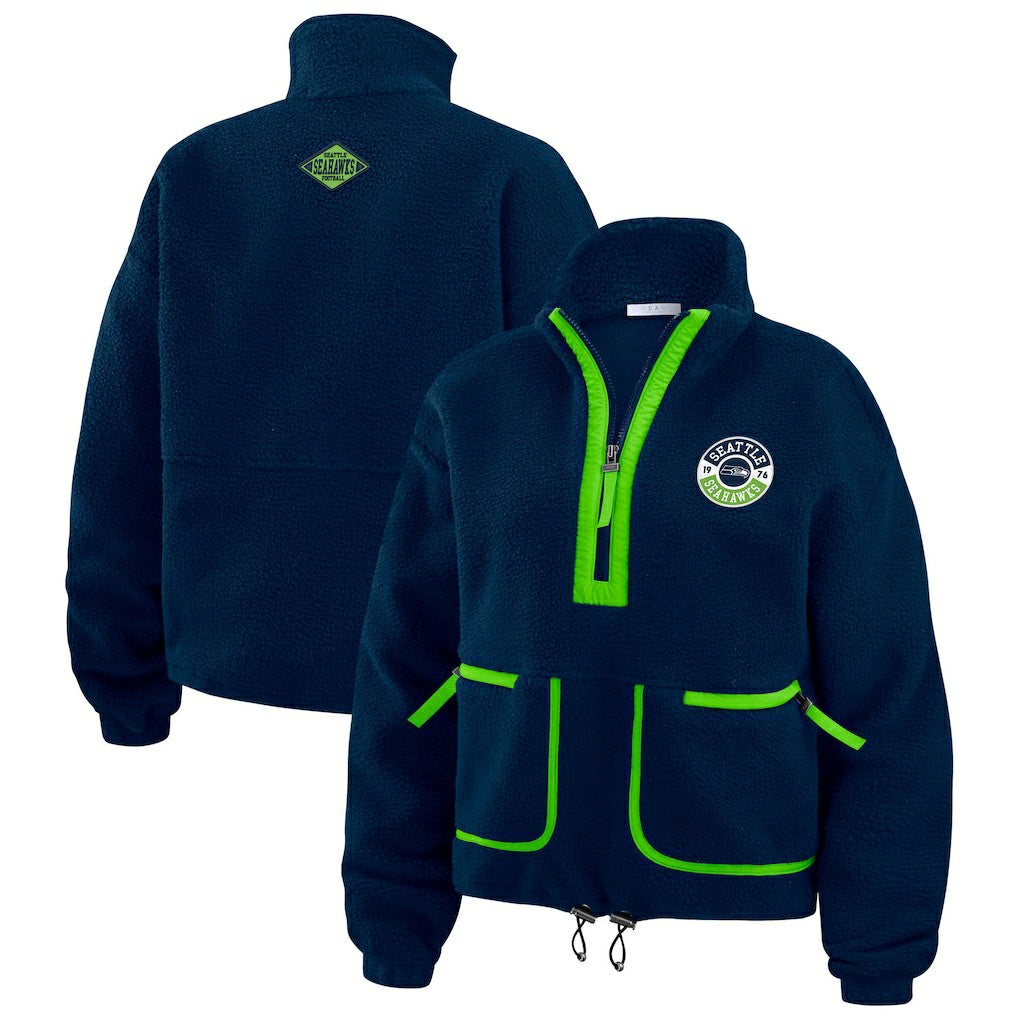 Seattle Seahawks WEAR by Erin Andrews Women's Polar Fleece Half-Zip Jacket | NFL New