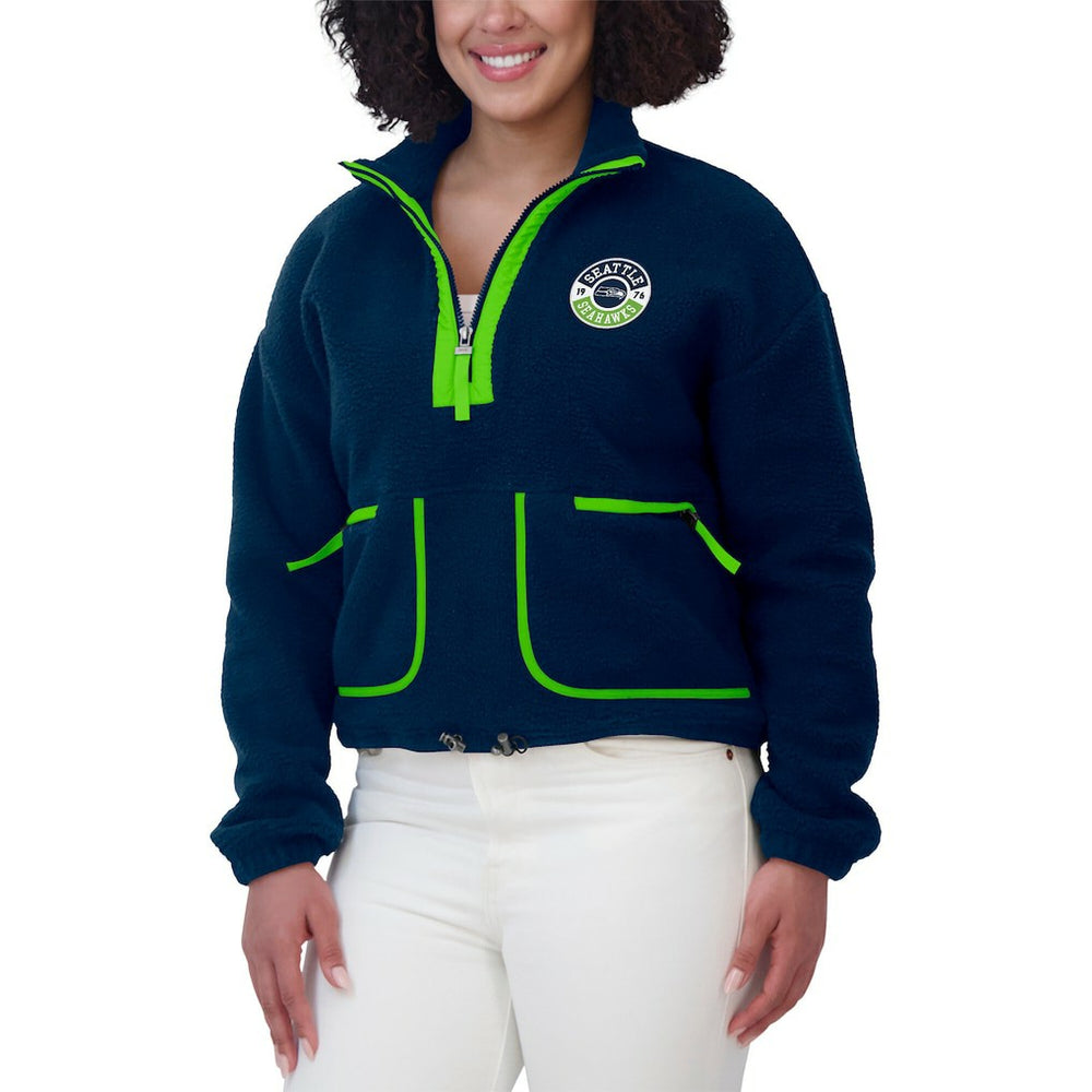 Seattle Seahawks WEAR by Erin Andrews Women's Polar Fleece Half-Zip Jacket | NFL New