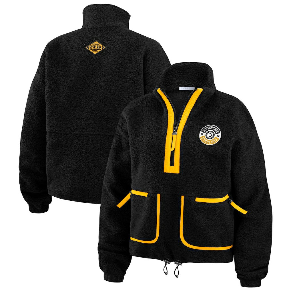 Pittsburgh Steelers WEAR by Erin Andrews Women's Polar Fleece Half-Zip Jacket | NFL On sale