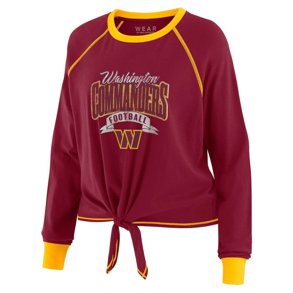 Washington Commanders WEAR by Erin Andrews Women's Tie-Front Long Sleeve Top | NFL Hot