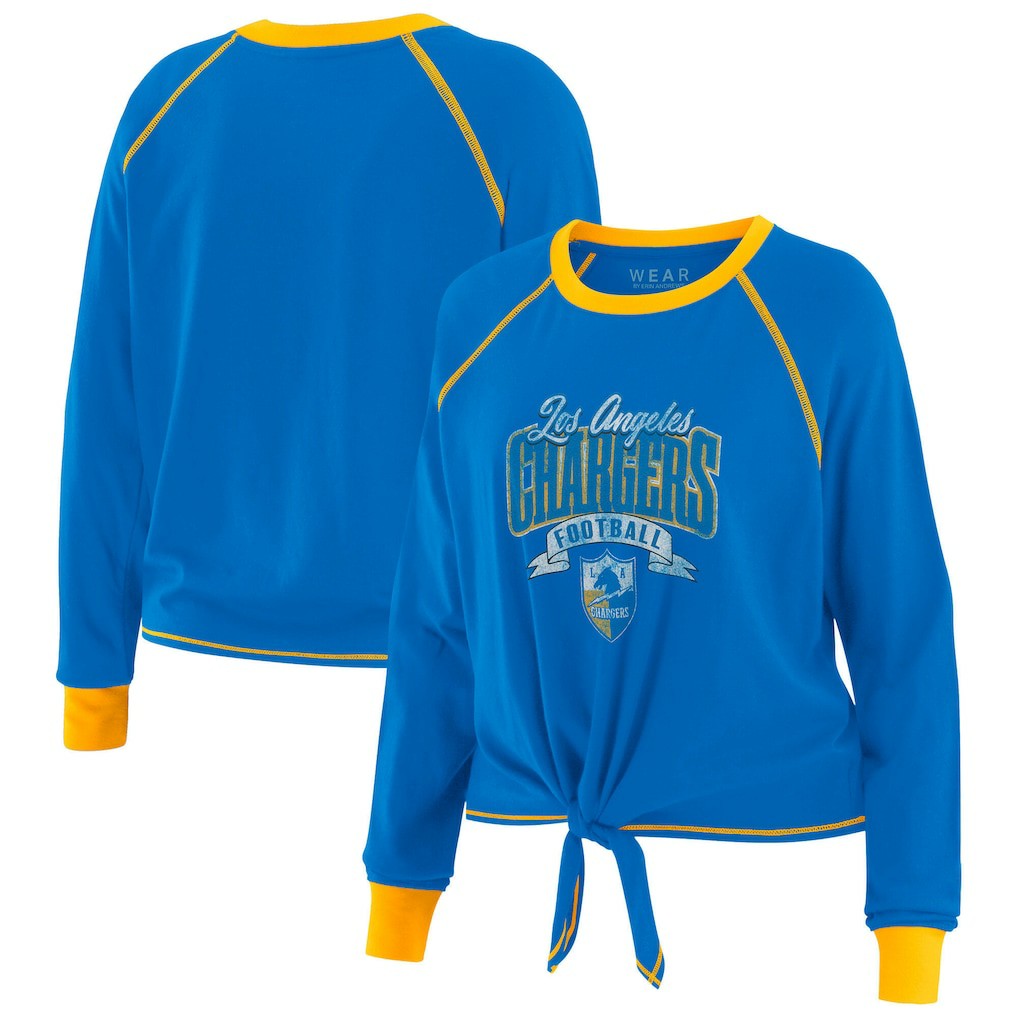 Los Angeles Chargers WEAR by Erin Andrews Women's Tie-Front Long Sleeve Top | NFL On sale