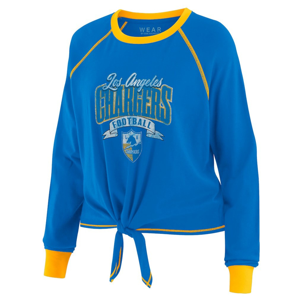 Los Angeles Chargers WEAR by Erin Andrews Women's Tie-Front Long Sleeve Top | NFL On sale