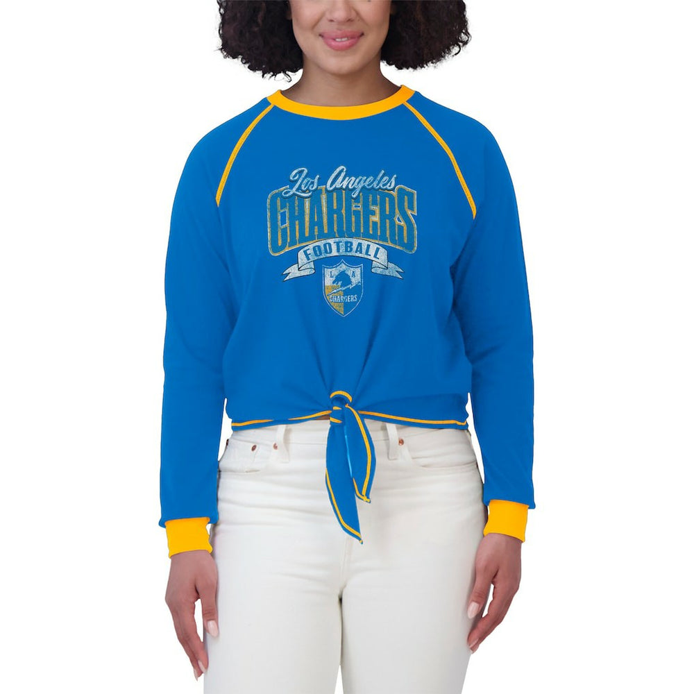 Los Angeles Chargers WEAR by Erin Andrews Women's Tie-Front Long Sleeve Top | NFL On sale