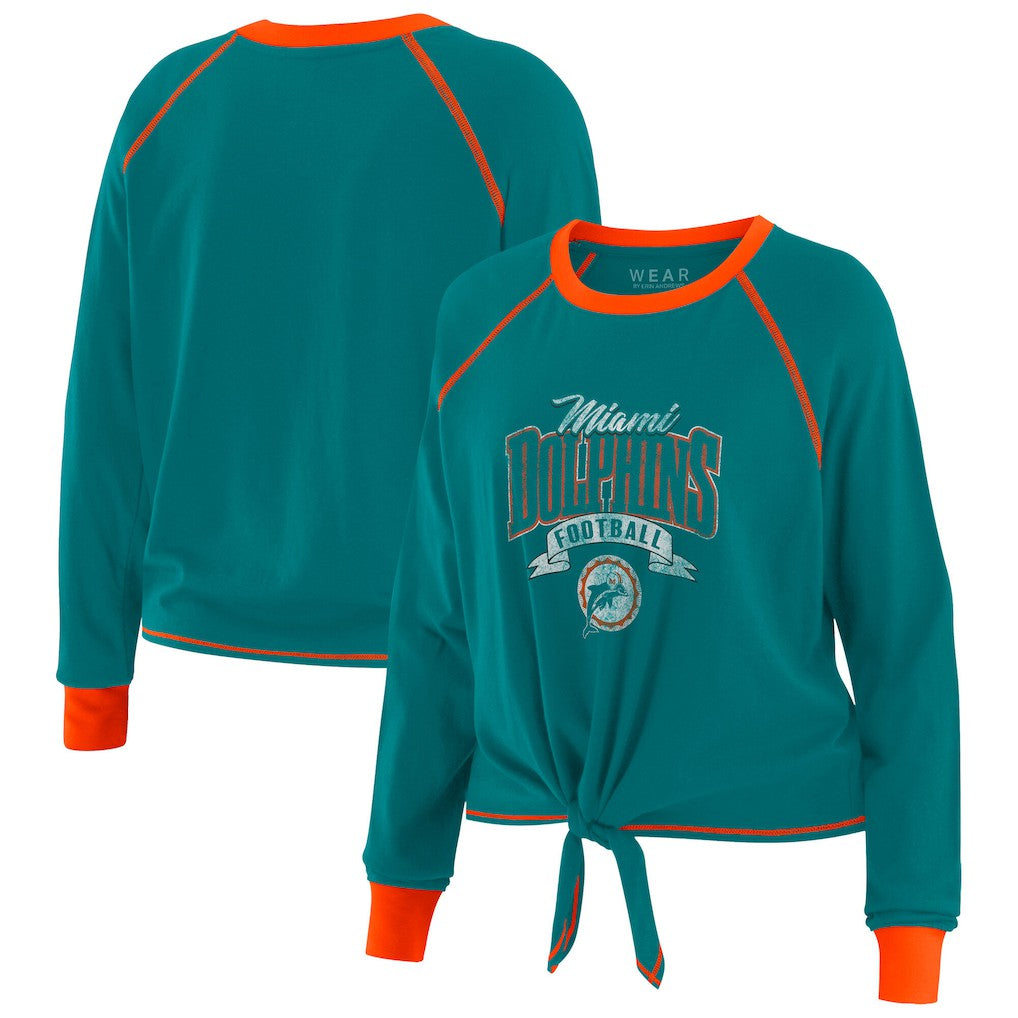 Miami Dolphins WEAR by Erin Andrews Women's Tie-Front Long Sleeve Top | NFL On sale