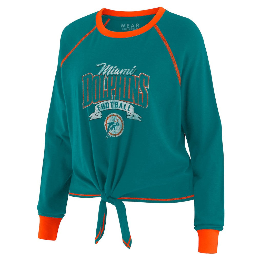Miami Dolphins WEAR by Erin Andrews Women's Tie-Front Long Sleeve Top | NFL On sale