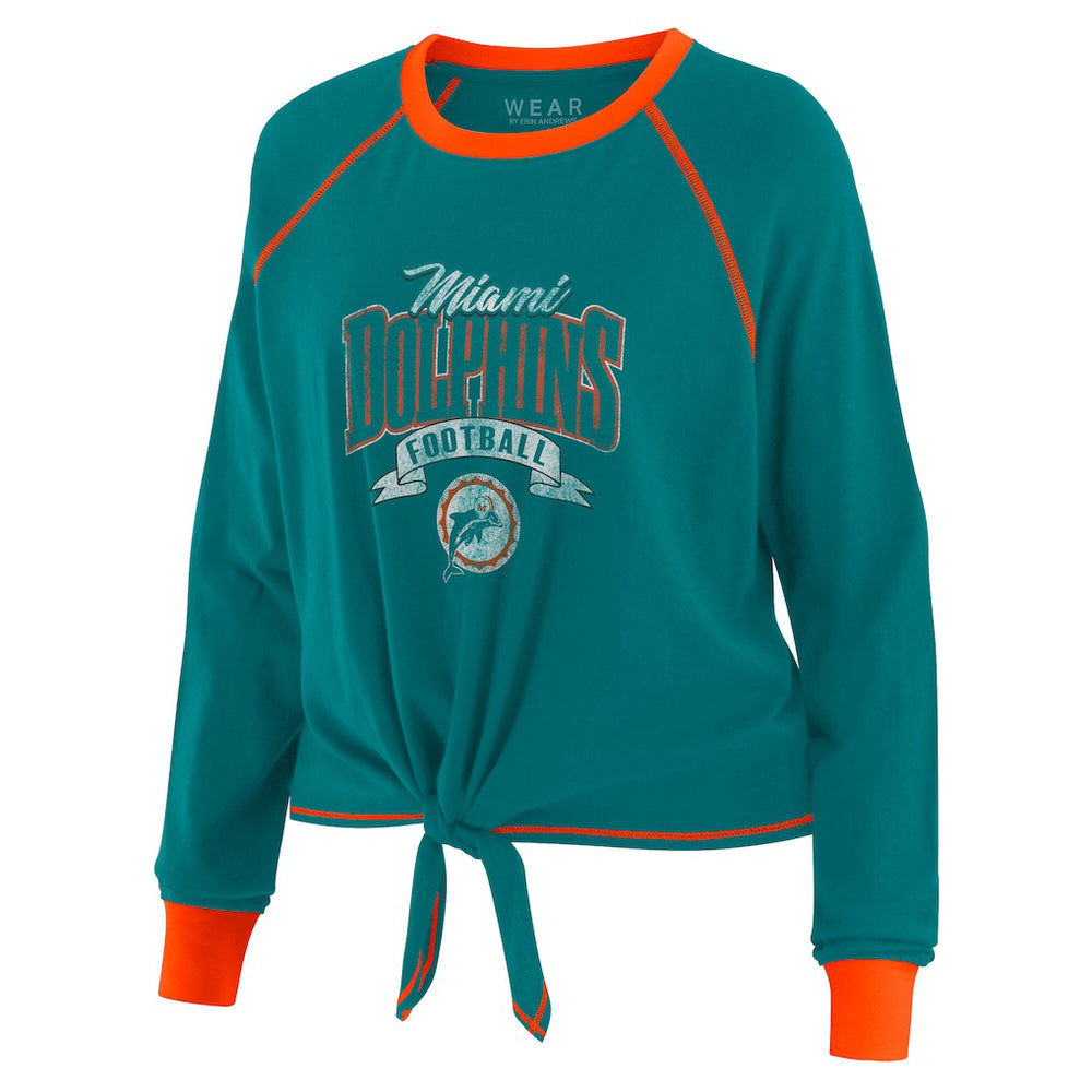 Miami Dolphins WEAR by Erin Andrews Women's Tie-Front Long Sleeve Top | NFL On sale