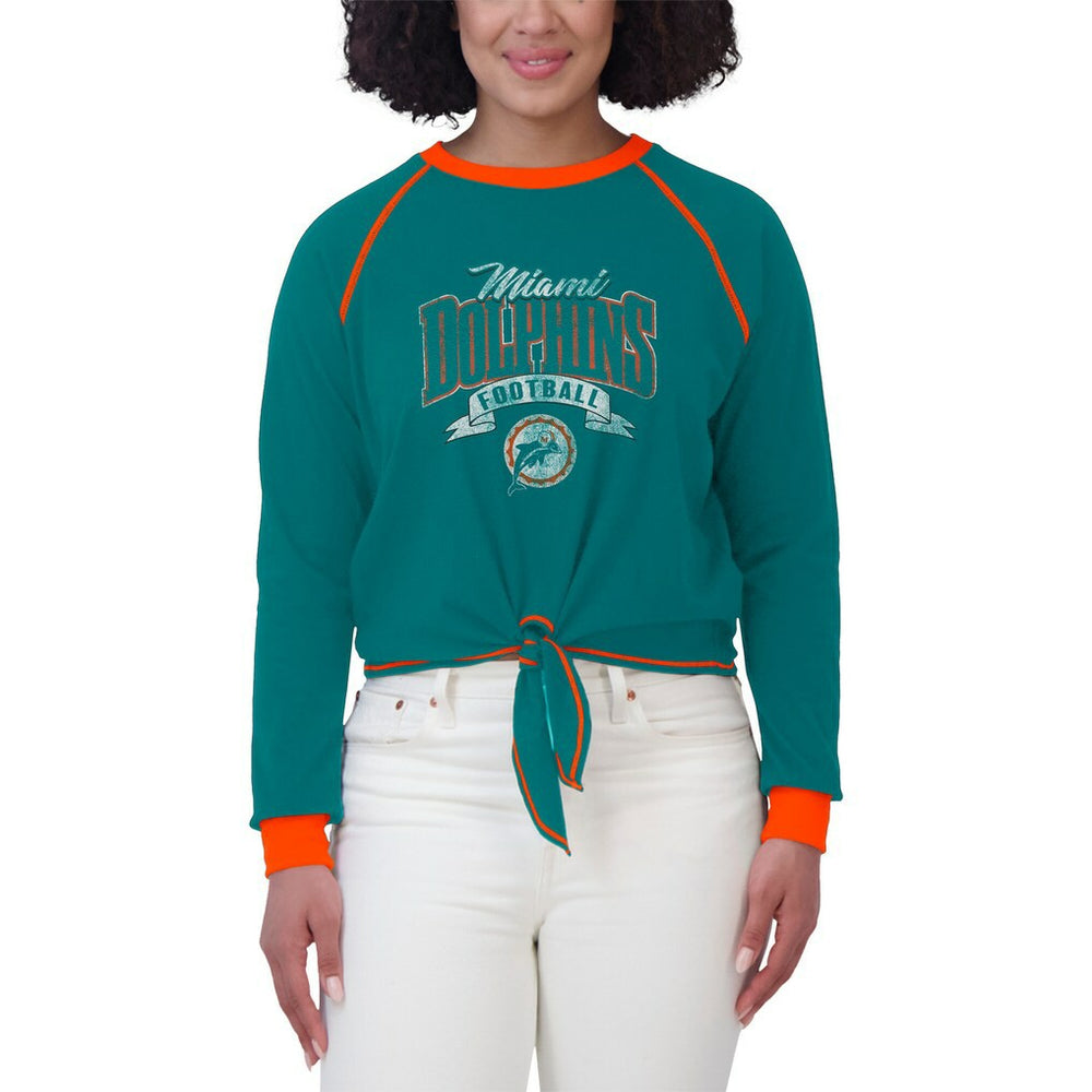 Miami Dolphins WEAR by Erin Andrews Women's Tie-Front Long Sleeve Top | NFL On sale