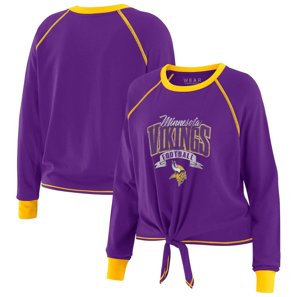 Minnesota Vikings WEAR by Erin Andrews Women's Tie-Front Long Sleeve Top | NFL Hot
