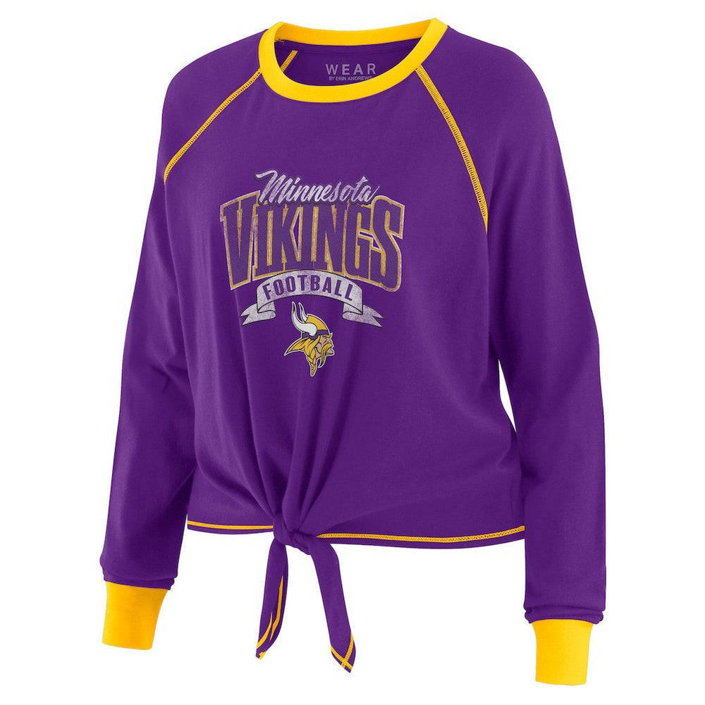 Minnesota Vikings WEAR by Erin Andrews Women's Tie-Front Long Sleeve Top | NFL Hot