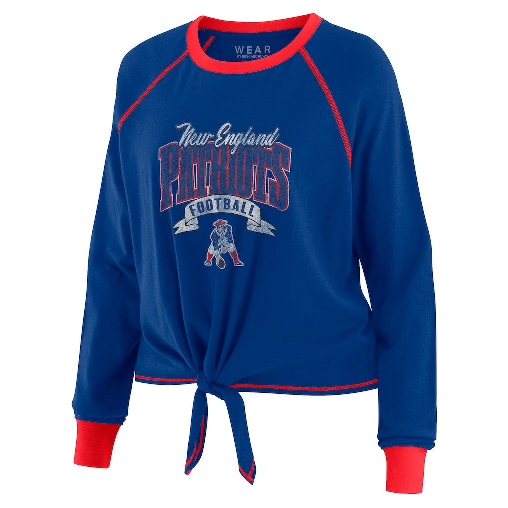 New England Patriots WEAR by Erin Andrews Women's Tie-Front Long Sleeve Top | NFL On sale