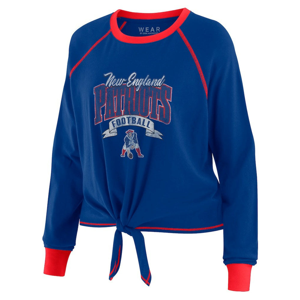 New England Patriots WEAR by Erin Andrews Women's Tie-Front Long Sleeve Top | NFL On sale