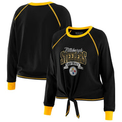 Pittsburgh Steelers WEAR by Erin Andrews Women's Tie-Front Long Sleeve Top | NFL Discount