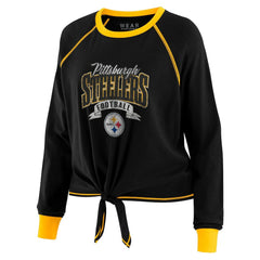 Pittsburgh Steelers WEAR by Erin Andrews Women's Tie-Front Long Sleeve Top | NFL Discount