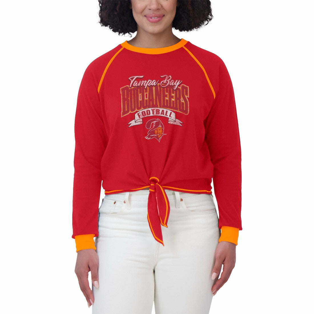 Tampa Bay Buccaneers WEAR by Erin Andrews Women's Tie-Front Long Sleeve Top | NFL On sale