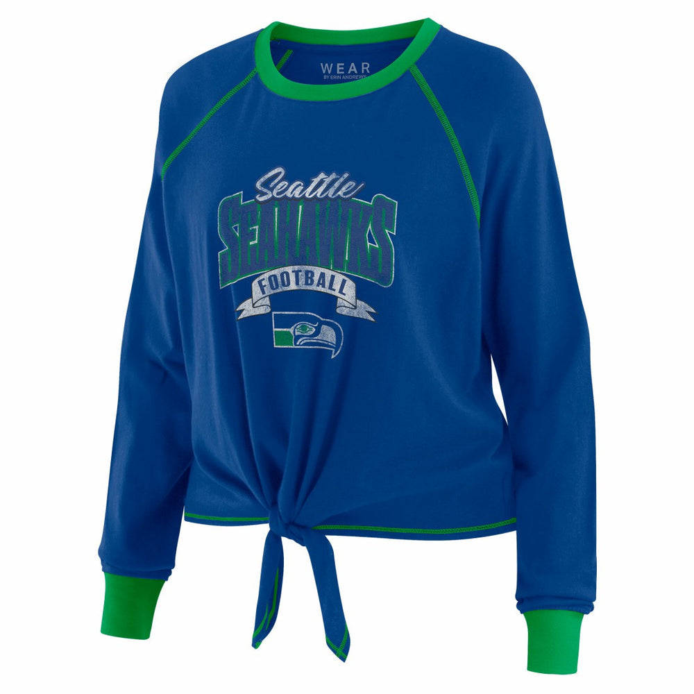 Seattle Seahawks WEAR by Erin Andrews Women's Tie-Front Long Sleeve Top | NFL On sale