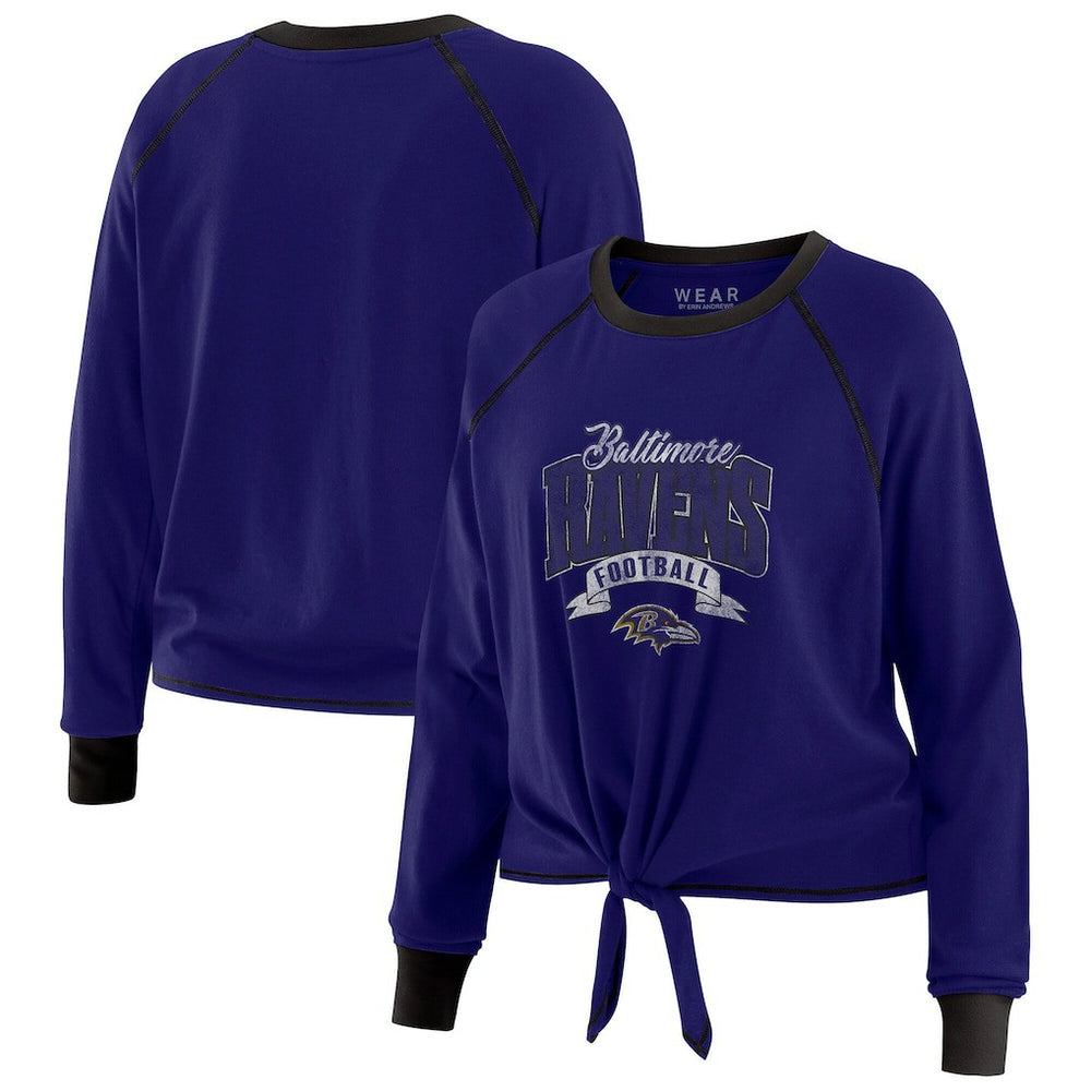 Baltimore Ravens WEAR by Erin Andrews Women's Tie-Front Long Sleeve Top | NFL Near me