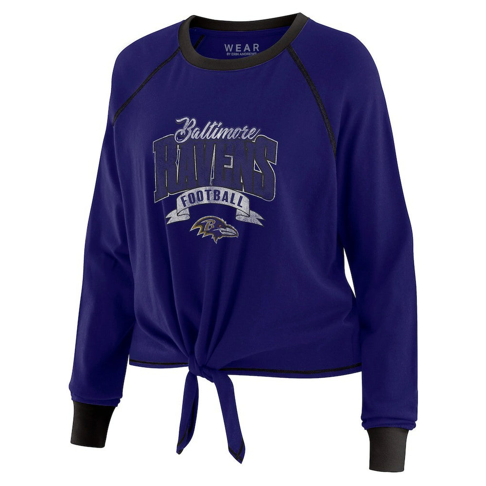Baltimore Ravens WEAR by Erin Andrews Women's Tie-Front Long Sleeve Top | NFL Near me