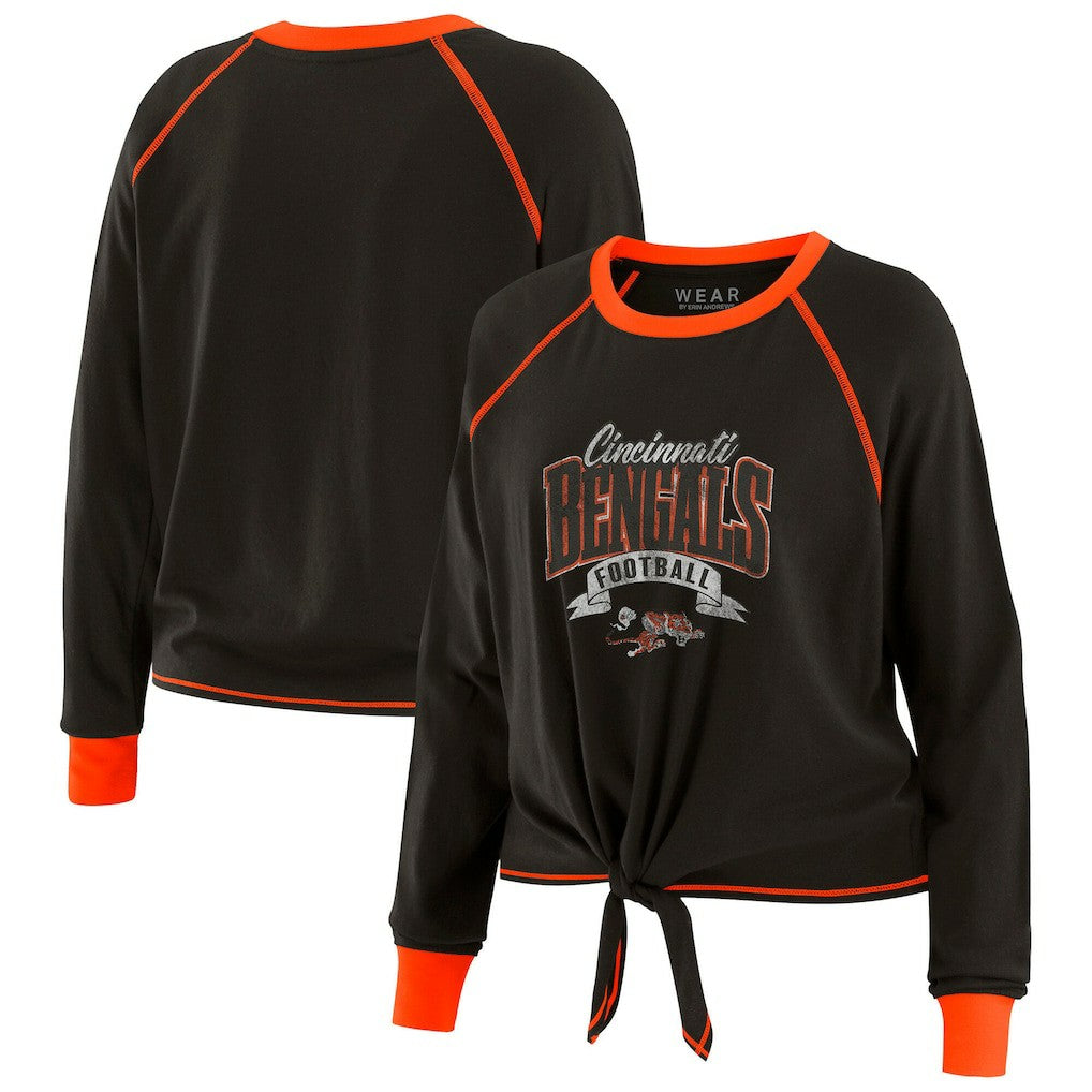 Cincinnati Bengals WEAR by Erin Andrews Women's Tie-Front Long Sleeve Top | NFL Sale