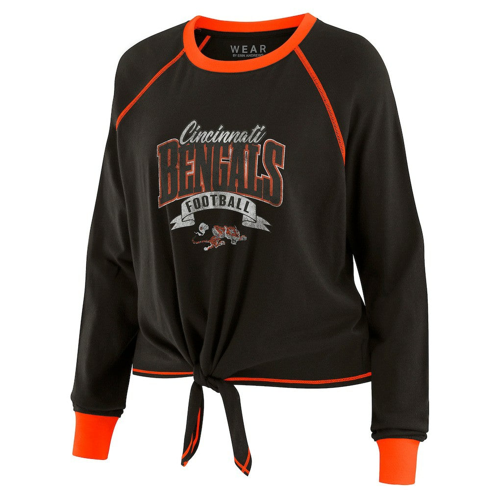 Cincinnati Bengals WEAR by Erin Andrews Women's Tie-Front Long Sleeve Top | NFL Sale
