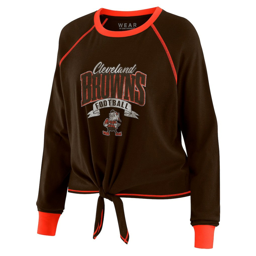 Cleveland Browns WEAR by Erin Andrews Women's Tie-Front Long Sleeve Top | NFL Outlet