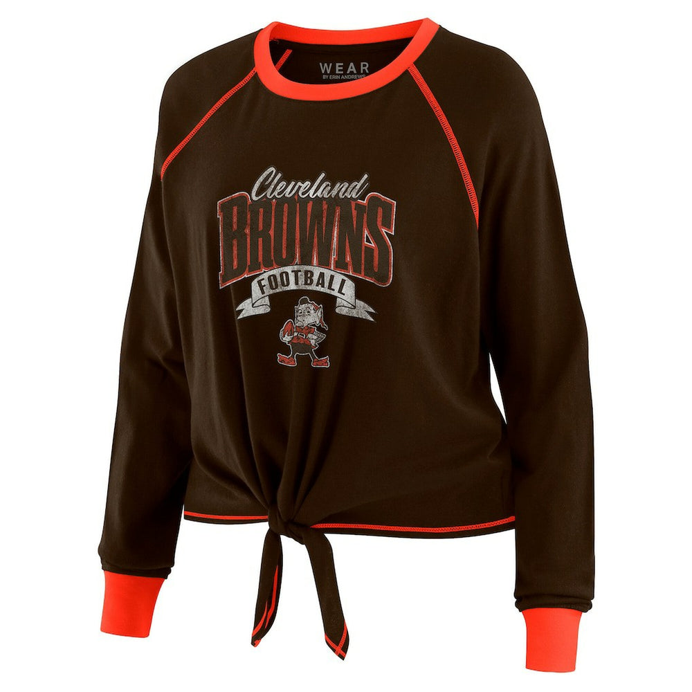 Cleveland Browns WEAR by Erin Andrews Women's Tie-Front Long Sleeve Top | NFL Outlet
