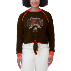 Cleveland Browns WEAR by Erin Andrews Women's Tie-Front Long Sleeve Top | NFL Outlet