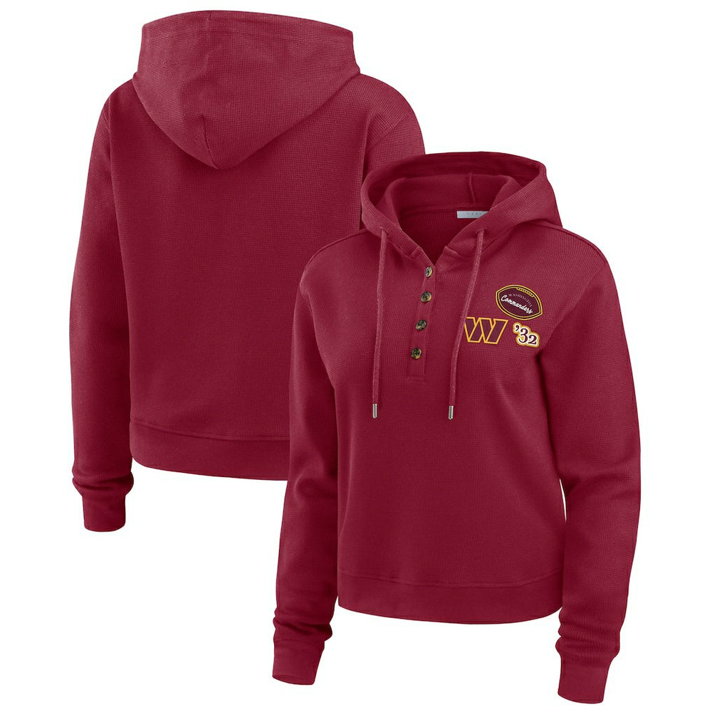 Washington Commanders WEAR by Erin Andrews Women's Waffle Hoodie Pullover Top | NFL US