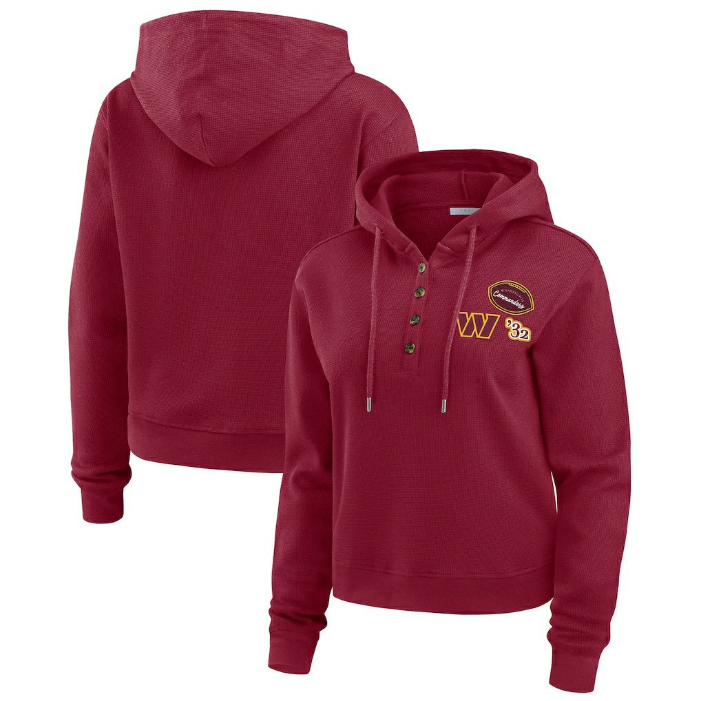Washington Commanders WEAR by Erin Andrews Women's Waffle Hoodie Pullover Top | NFL US