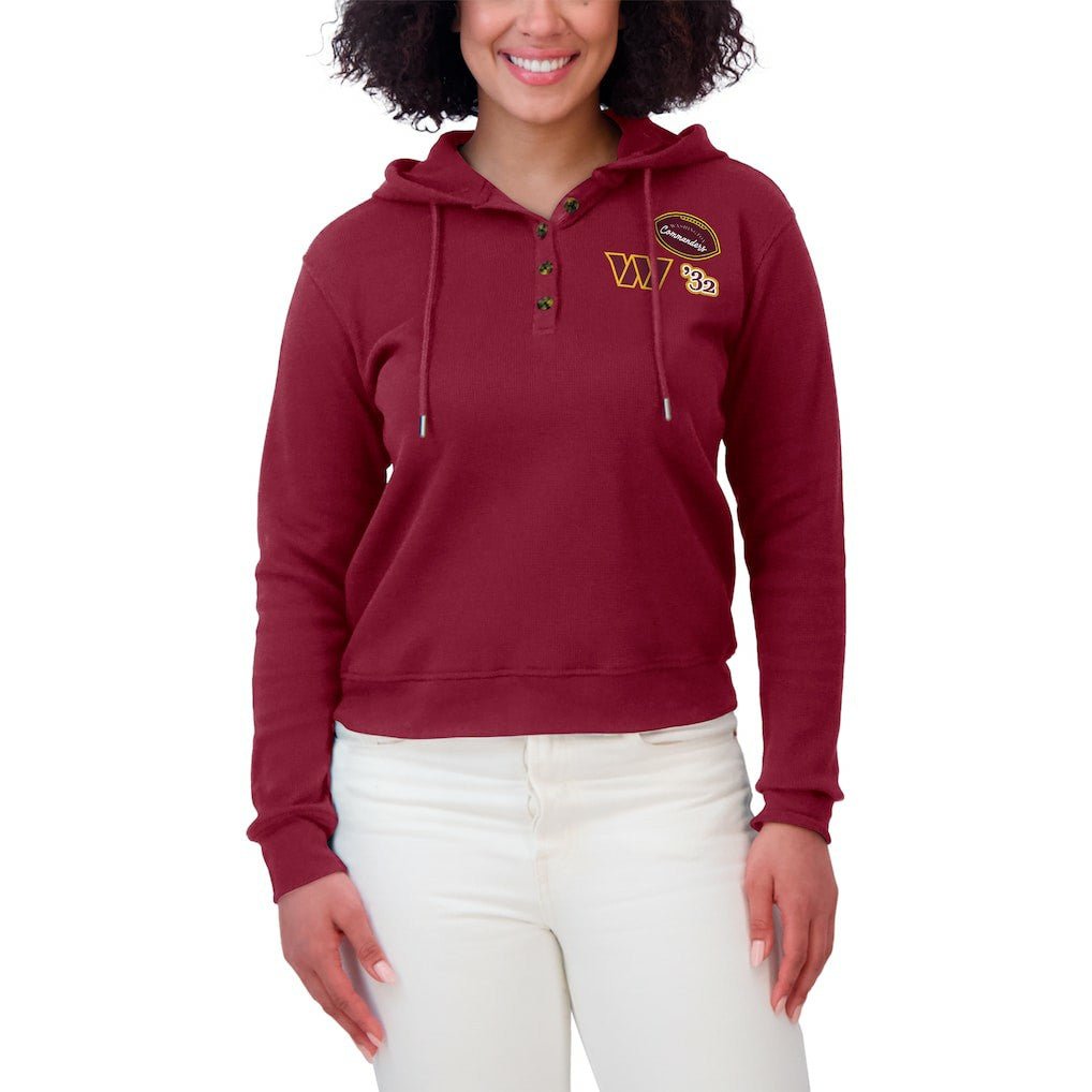 Washington Commanders WEAR by Erin Andrews Women's Waffle Hoodie Pullover Top | NFL US