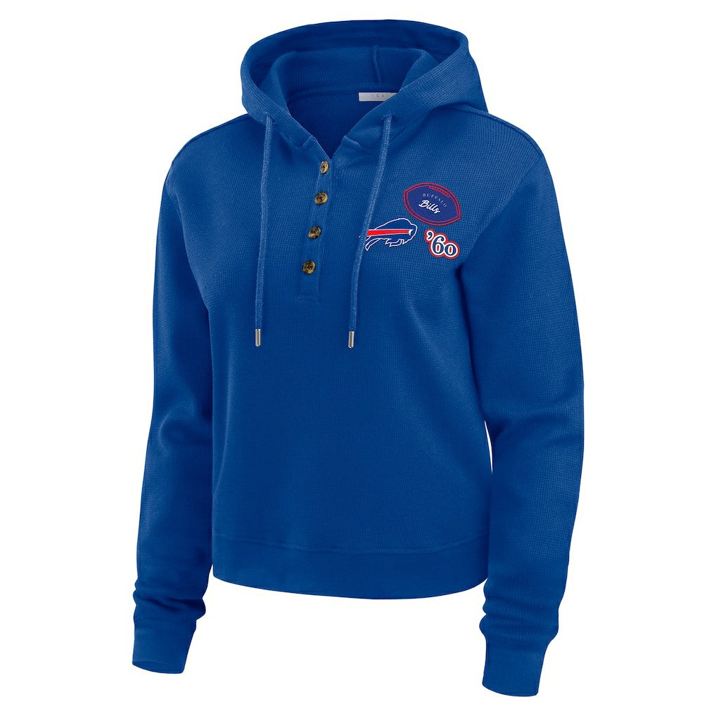 Buffalo Bills WEAR by Erin Andrews Women's Waffle Hoodie Pullover Top | NFL Discount