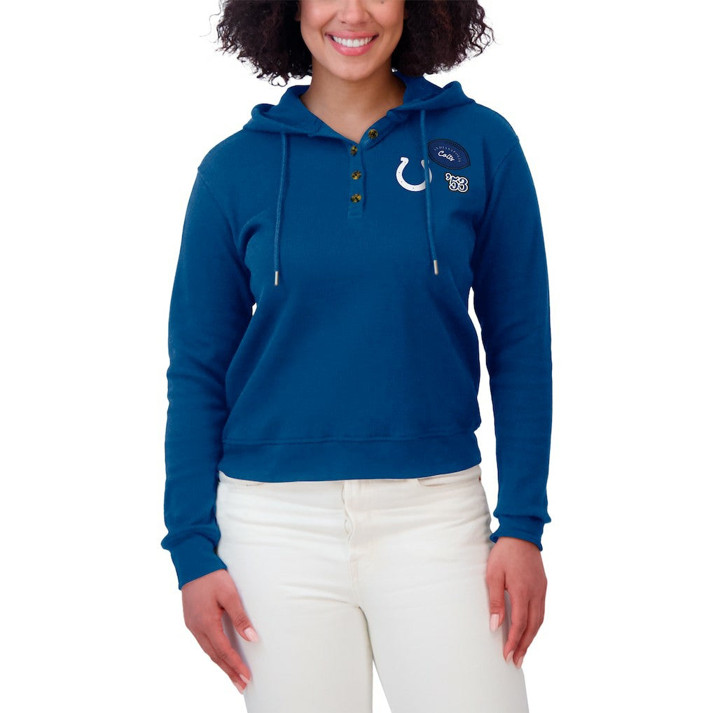 Indianapolis Colts WEAR by Erin Andrews Women's Waffle Hoodie Pullover Top | NFL Online