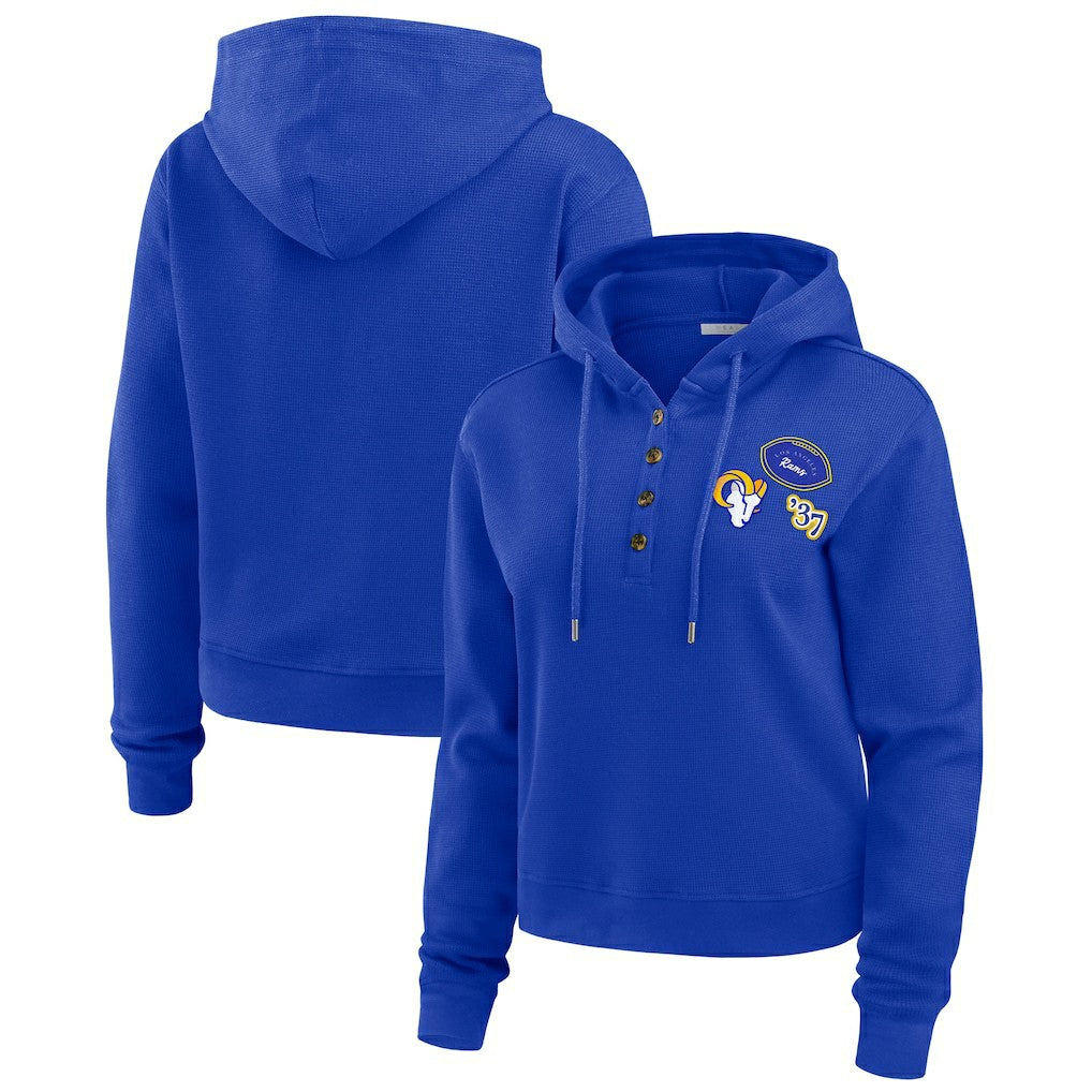 Los Angeles Rams WEAR by Erin Andrews Women's Waffle Hoodie Pullover Top | NFL Online