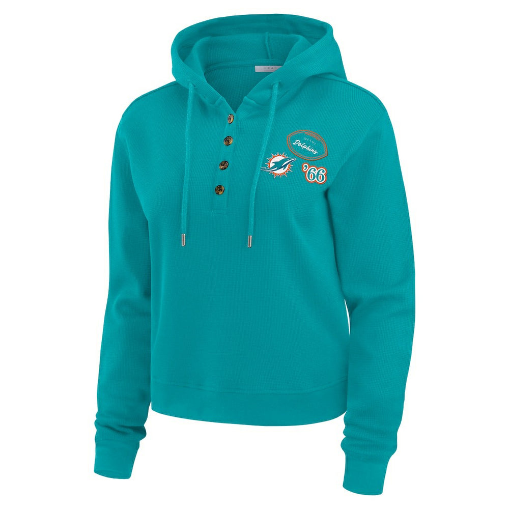 Miami Dolphins WEAR by Erin Andrews Women's Waffle Hoodie Pullover Top | NFL US