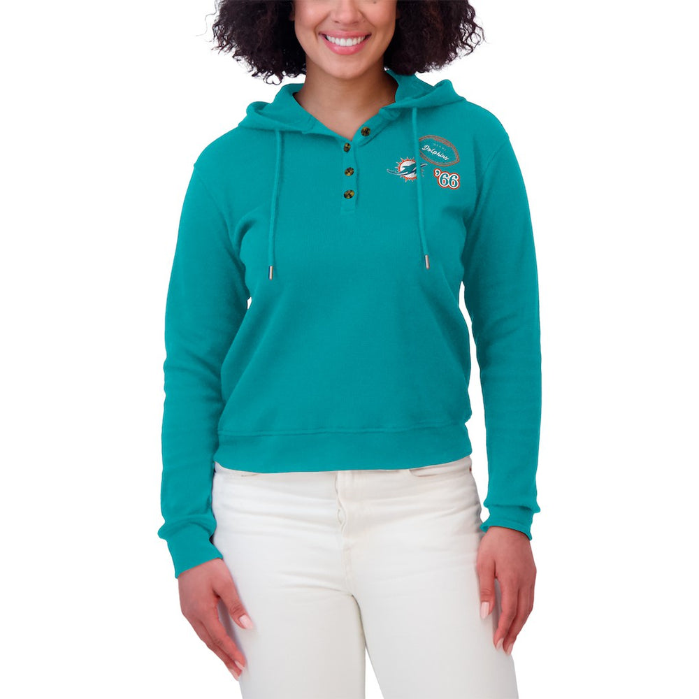 Miami Dolphins WEAR by Erin Andrews Women's Waffle Hoodie Pullover Top | NFL US