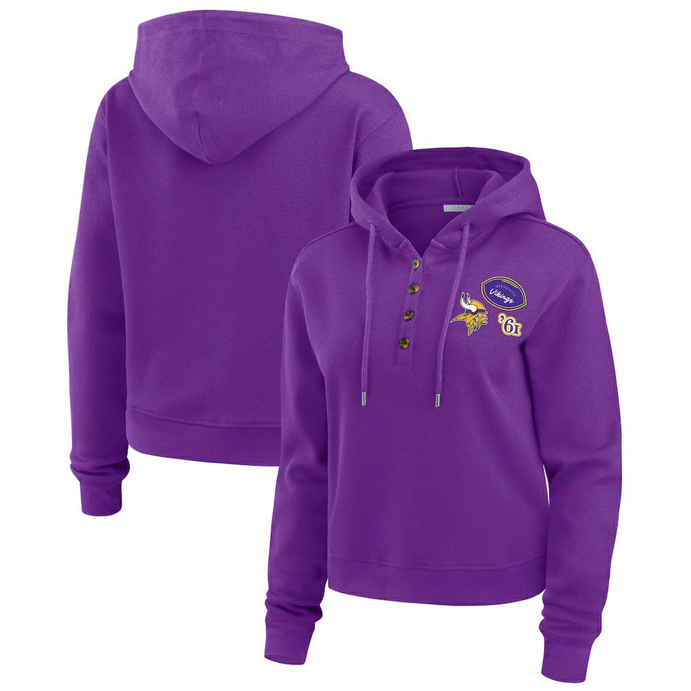 Minnesota Vikings WEAR by Erin Andrews Women's Waffle Hoodie Pullover Top | NFL US